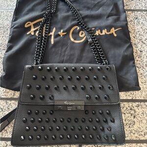 Foley + Corinna Black Crossbody Bag with Studded Design
